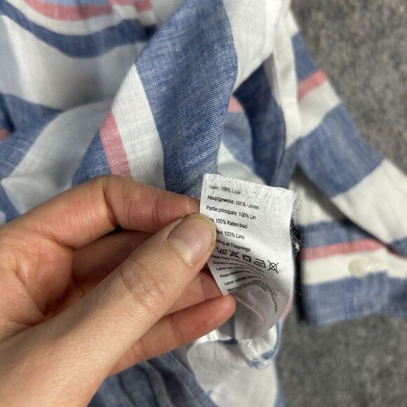 Joules Tunic Top Womens 8 Jeanne Striped Button Down Linen Lightweight Shirt - Picture 7 of 8